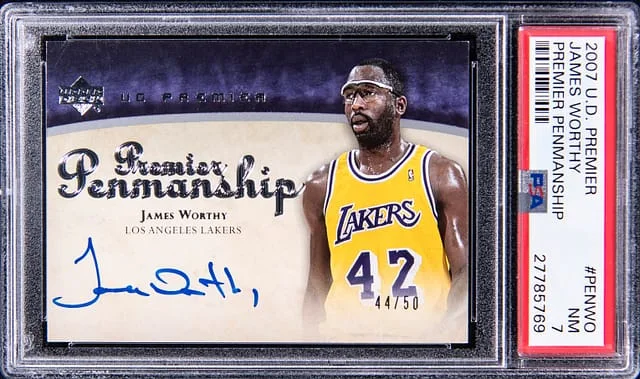 2007-08 Upper Deck Premier James Worthy Penmanship #PEN-WO card image