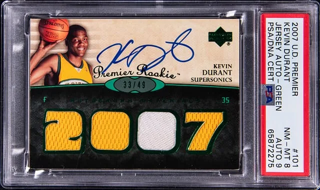 2007-08 Upper Deck Premier Kevin Durant Jersey Autograph Green #101 card image