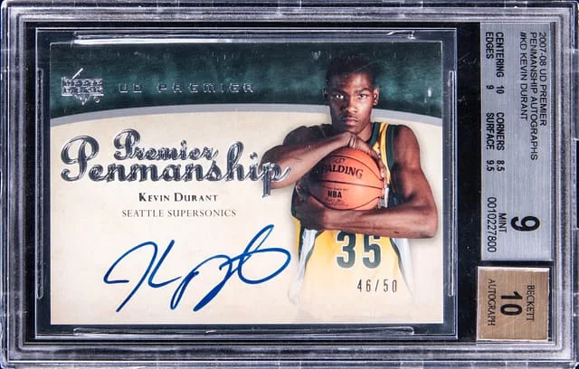 2007-08 Upper Deck Premier Kevin Durant Penmanship Autograph #PEN-KD card image