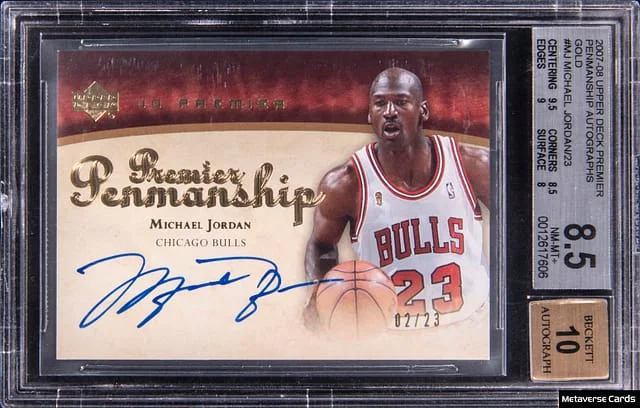 2007-08 Upper Deck Premier Michael Jordan Penmanship Autographs Gold #PEN-MJ card image
