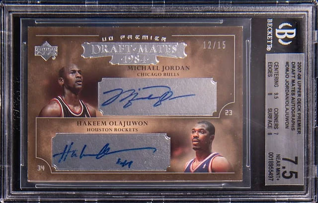 2007-08 Upper Deck Premier Michael Jordan/Hakeem Olajuwon Draft Mates Autographs #DM-JO card image