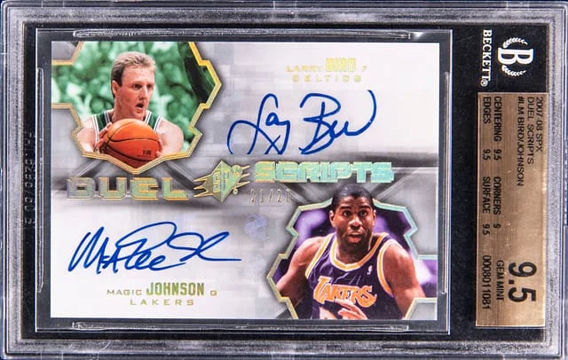 2007-08 Upper Deck SPx Larry Bird/Magic Johnson Duel Scripts #DS-LM card image