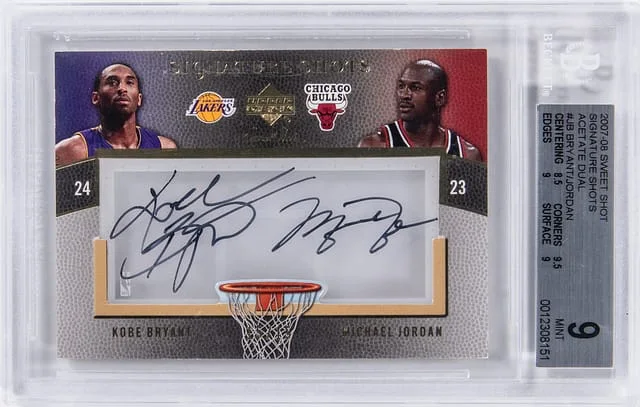 2007-08 Upper Deck Sweet Shot Kobe Bryant/Michael Jordan Signature Shots Acetate Dual #DA-JB card image