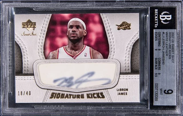 2007-08 Upper Deck Sweet Shot LeBron James Signature Kicks-White Leather #LJ card image