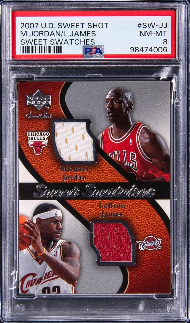 2007-08 Upper Deck Sweet Shot Michael Jordan/LeBron James Sweet Swatches #SW-JJ card image