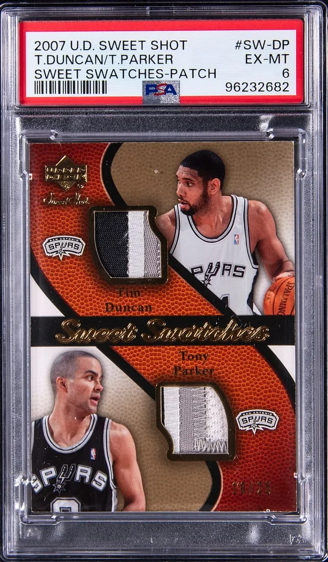 2007-08 Upper Deck Tim Duncan/Tony Parker Sweet Shots Sweet Swatches Patch #SW-DP card image