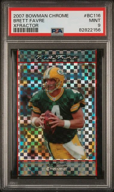 2007 Bowman Chrome Brett Favre Xfractor #Bc116 card image