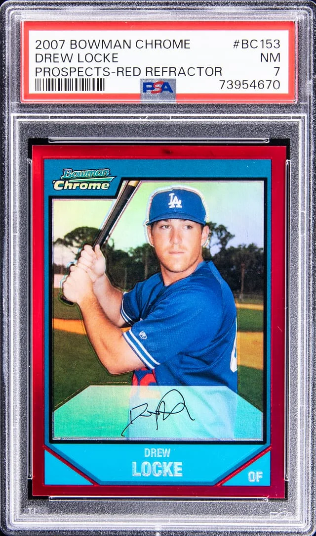 2007 Bowman Chrome Prospects Drew Locke Red Refractor #BC153 card image