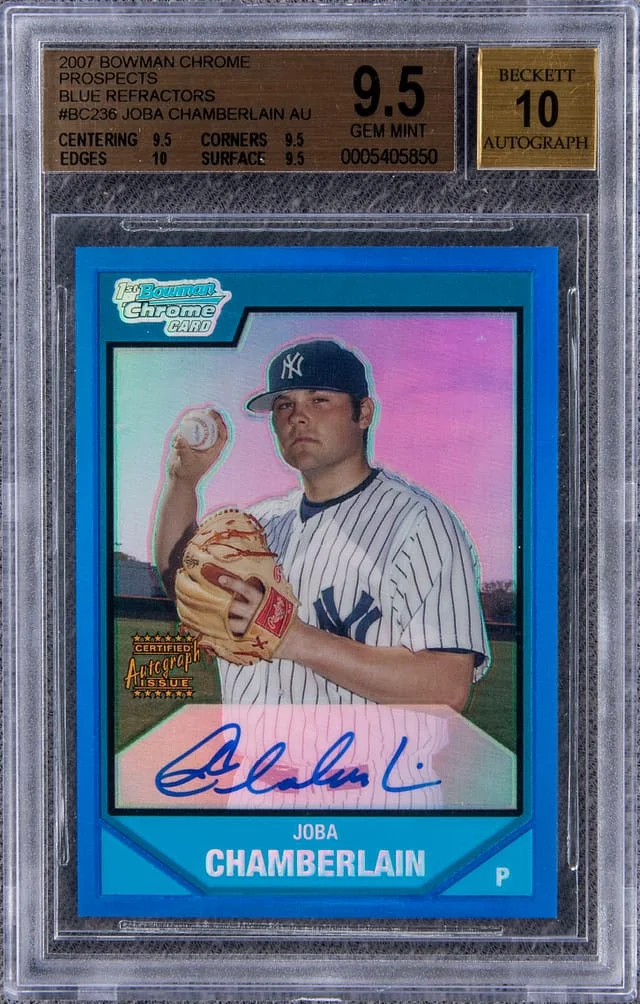 2007 Bowman Chrome Prospects Joba Chamberlain Blue Refractors #BC236 card image