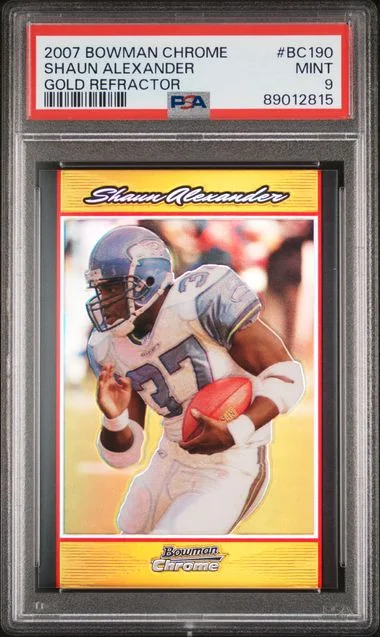 2007 Bowman Chrome Shaun Alexander Gold Refractor #BC190 card image