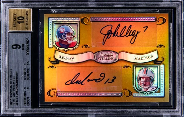 2007 Bowman Sterling John Elway/Dan Marino Dual Autographs #BSHC-EM card image
