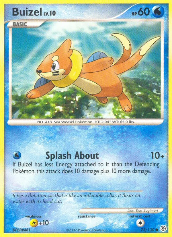 2007 Diamond & Pearl Buizel #072/130 Common card image
