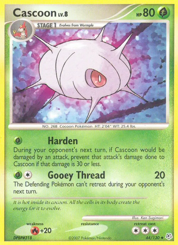 2007 Diamond & Pearl Cascoon Uncommon #044/130 Uncommon card image