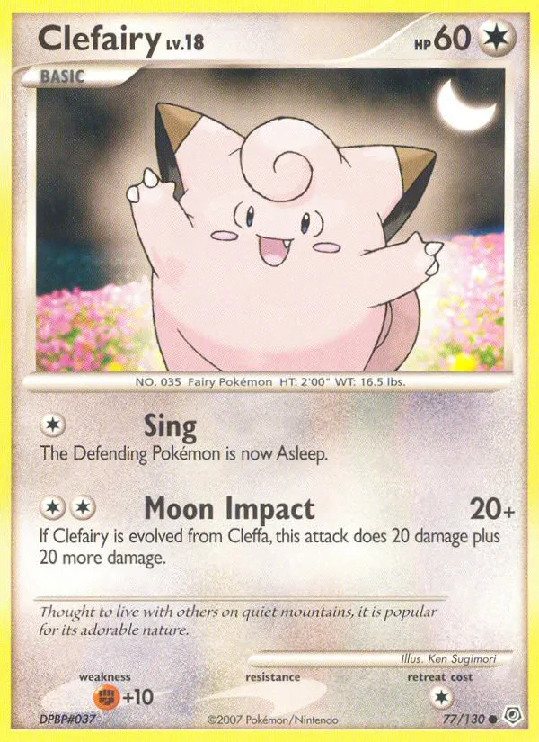 2007 Diamond & Pearl Clefairy #077/130 Common card image