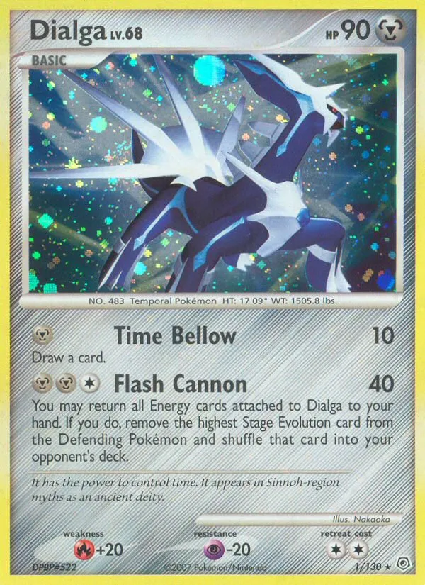 2007 Diamond & Pearl Dialga Rare Holo #001/130 Rare Holo card image