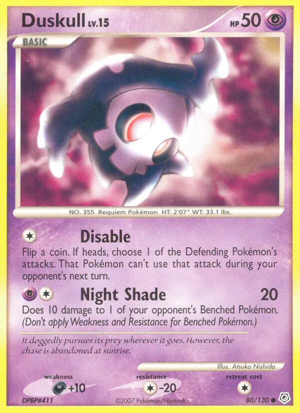 2007 Diamond & Pearl Duskull Common #080/130 Common card image
