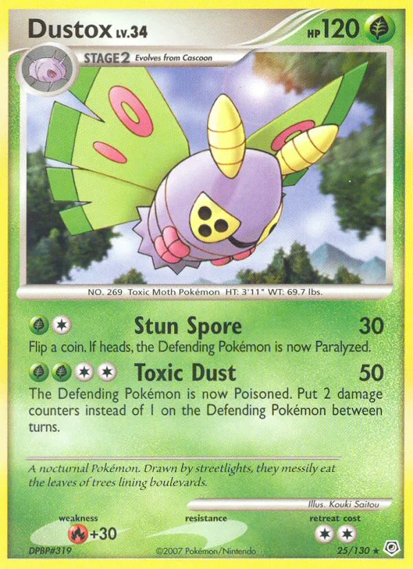 2007 Diamond & Pearl Dustox Rare #025/130 Rare card image