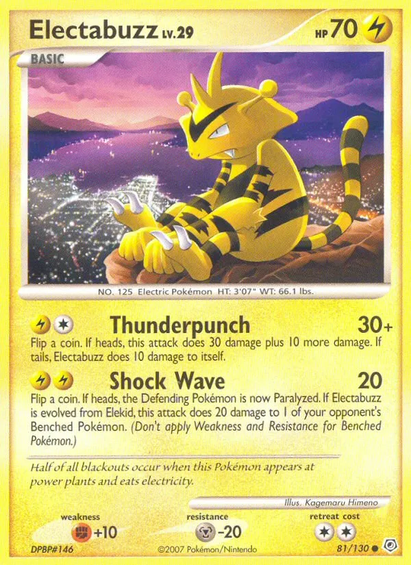 2007 Diamond & Pearl Electabuzz Common #081/130 Common card image