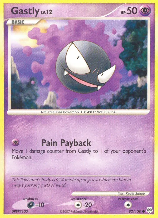 2007 Diamond & Pearl Gastly Common #082/130 Common card image