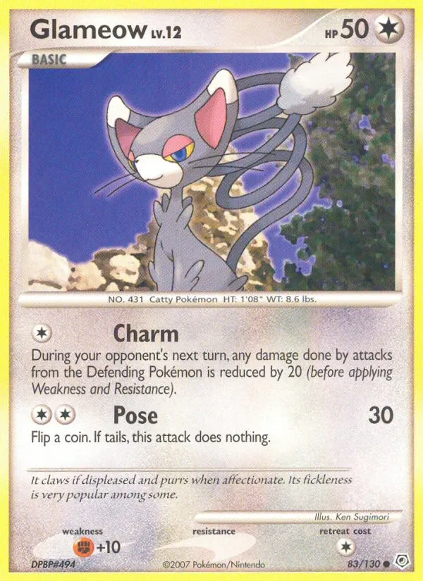 2007 Diamond & Pearl Glameow Common #083/130 Common card image