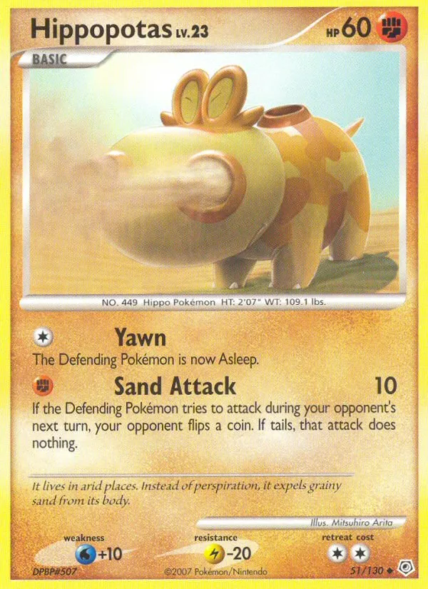 2007 Diamond & Pearl Hippopotas #051/130 Uncommon card image