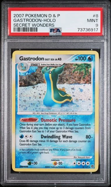 2007 Diamond & Pearl Holofoil 8 Gastrodon East Sea Secret Wonders #Rare card image