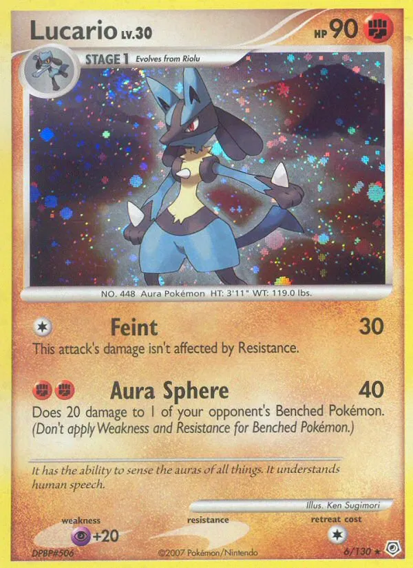 2007 Diamond & Pearl Lucario Rare Holo #006/130 Rare Holo card image