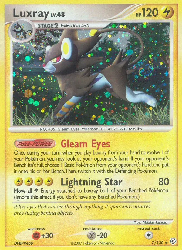 2007 Diamond & Pearl Luxray Rare Holo #007/130 Rare Holo card image