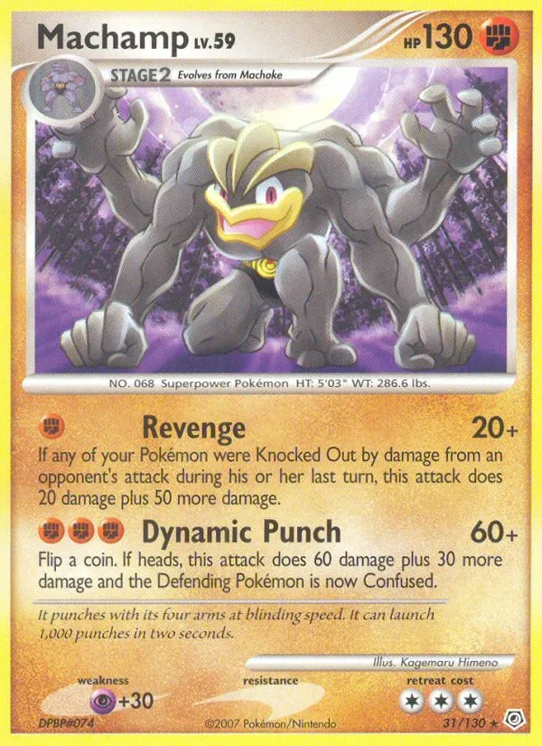 2007 Diamond & Pearl Machamp Rare #031/130 Rare card image