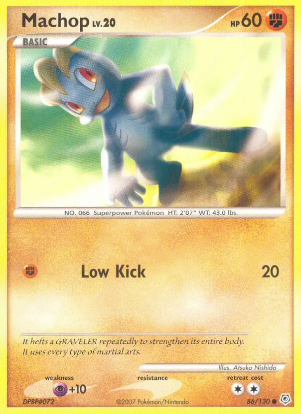 2007 Diamond & Pearl Machop Common #086/130 Common card image