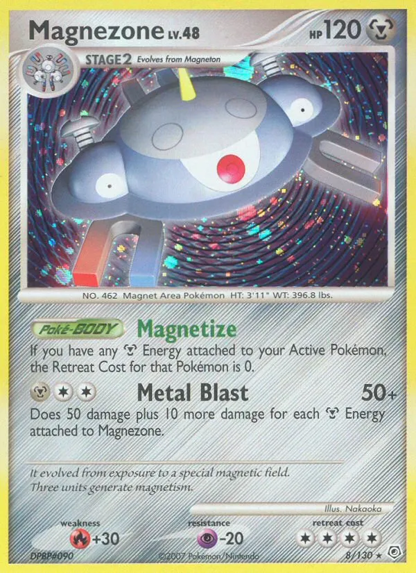 2007 Diamond & Pearl Magnezone Rare Holo #008/130 Rare Holo card image