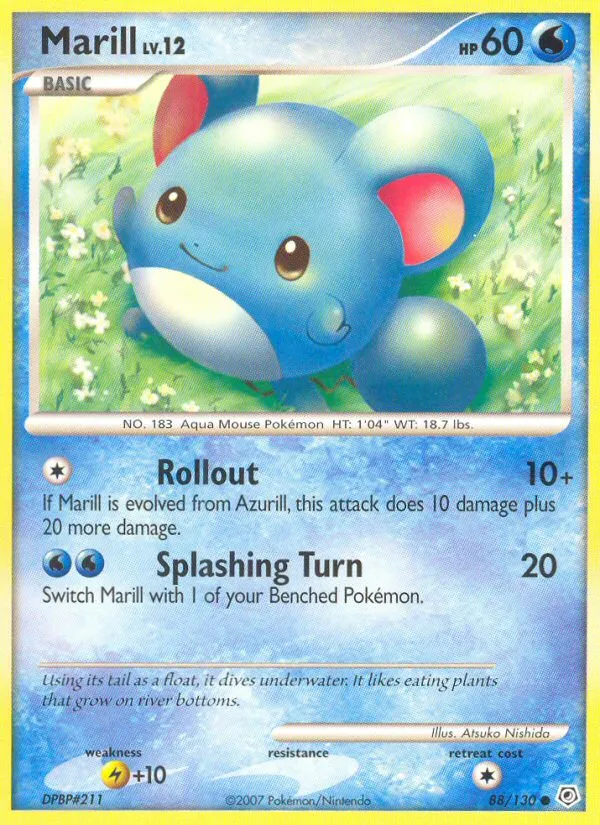 2007 Diamond & Pearl Marill Common #088/130 Common card image