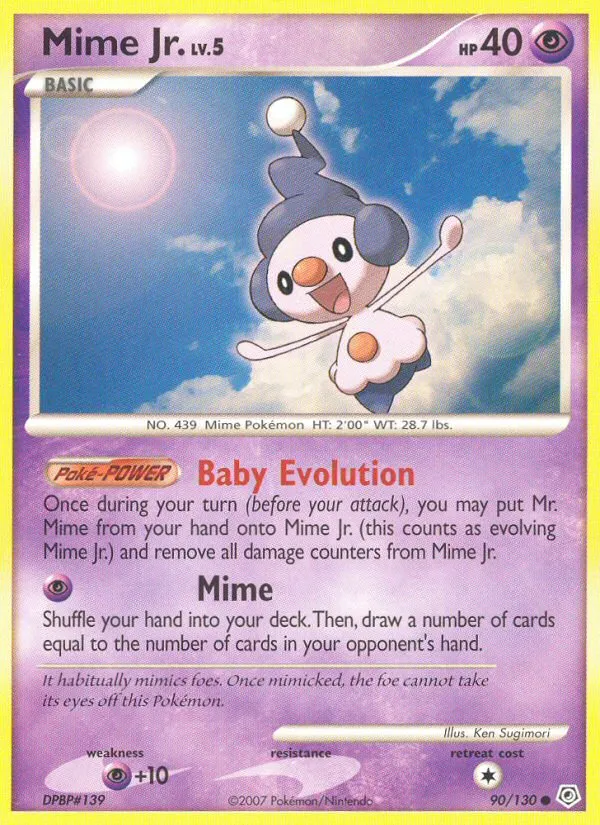 2007 Diamond & Pearl Mime Jr. #090/130 Common card image