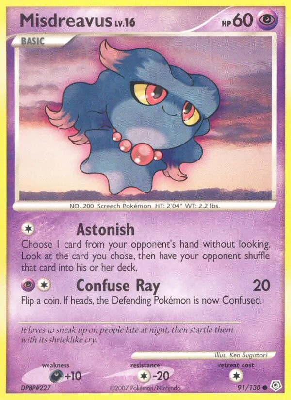 2007 Diamond & Pearl Misdreavus #091/130 Common card image