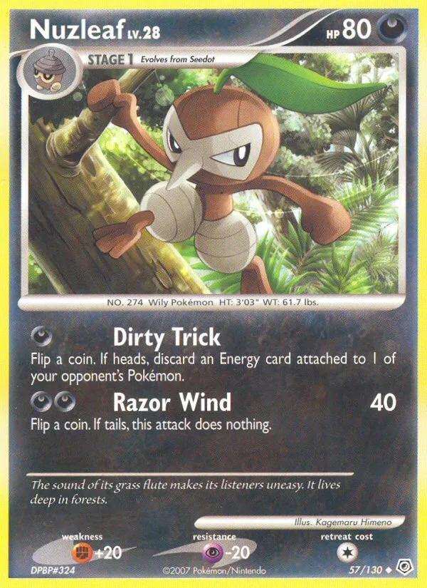 2007 Diamond & Pearl Nuzleaf Uncommon #057/130 Uncommon card image