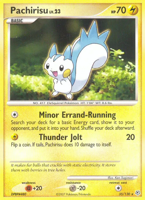 2007 Diamond & Pearl Pachirisu Rare #035/130 Rare card image