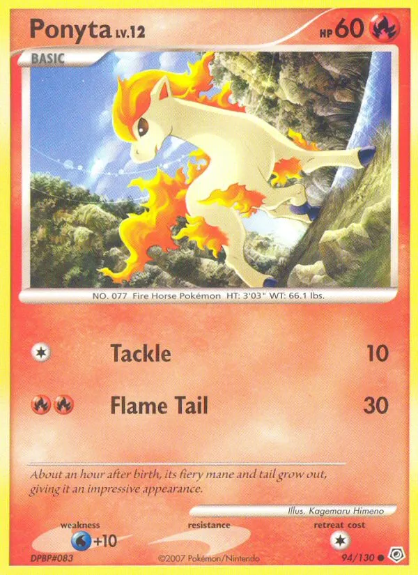 2007 Diamond & Pearl Ponyta Common #094/130 Common card image