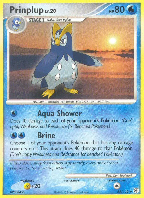 2007 Diamond & Pearl Prinplup #058/130 Uncommon card image