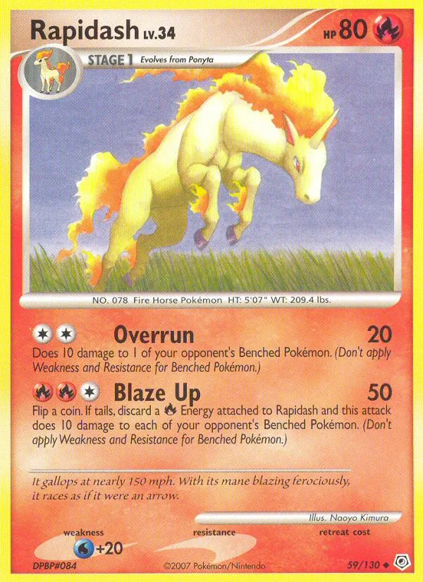 2007 Diamond & Pearl Rapidash Uncommon #059/130 Uncommon card image
