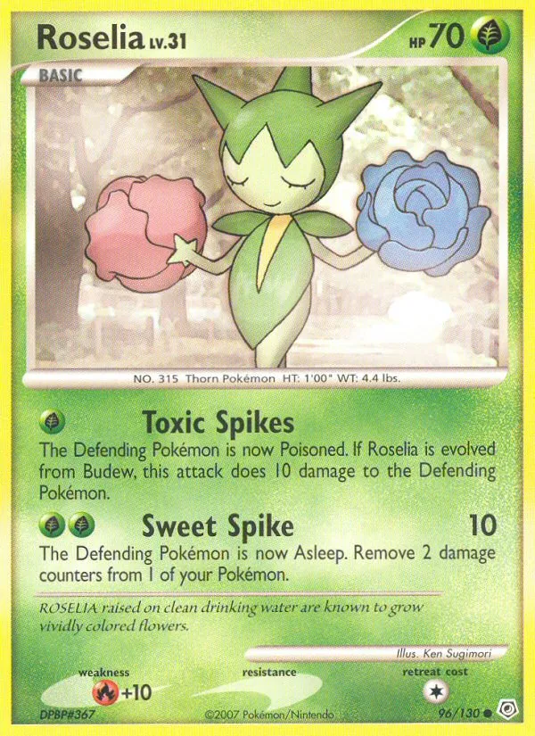 2007 Diamond & Pearl Roselia #096/130 Common card image