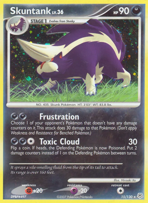 2007 Diamond & Pearl Skuntank Rare Holo #015/130 Rare Holo card image