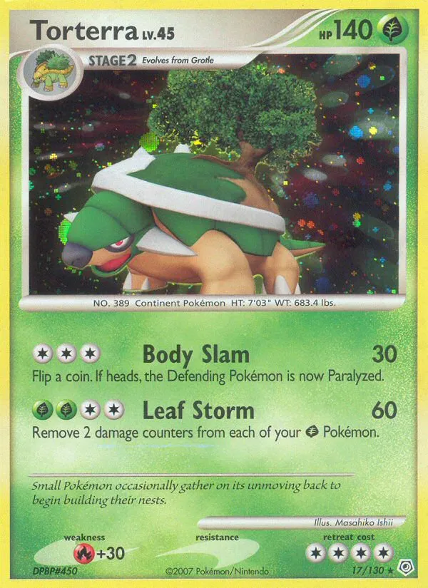 2007 Diamond & Pearl Torterra Rare Holo #017/130 Rare Holo card image
