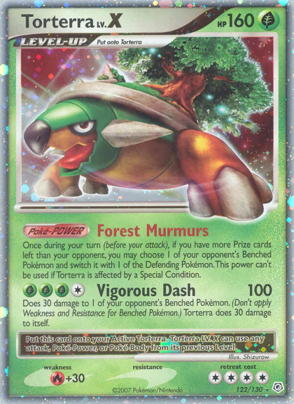 2007 Diamond & Pearl Torterra LV.X #122/130 Rare Holo LV.X card image