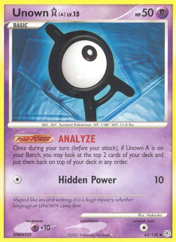 2007 Diamond & Pearl Unown [A] #065/130 Uncommon card image