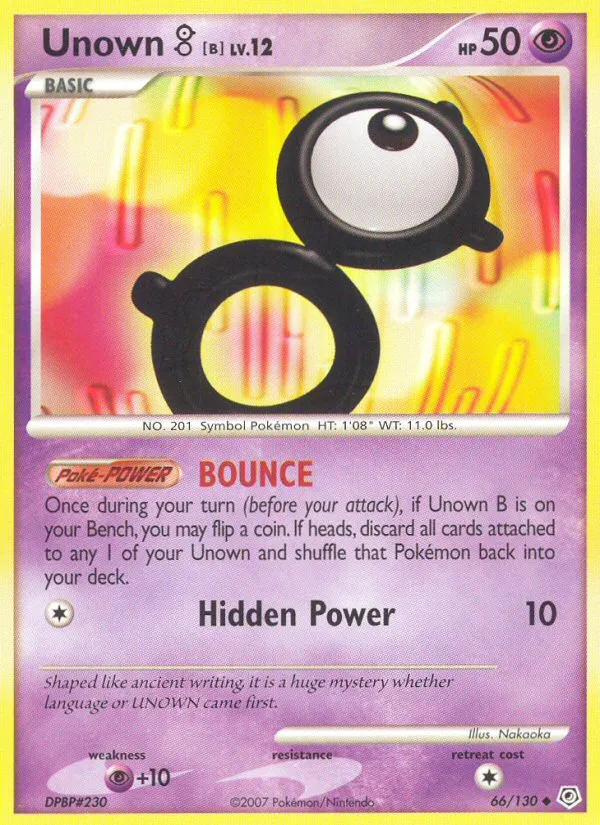 2007 Diamond & Pearl Unown [B] #066/130 Uncommon card image