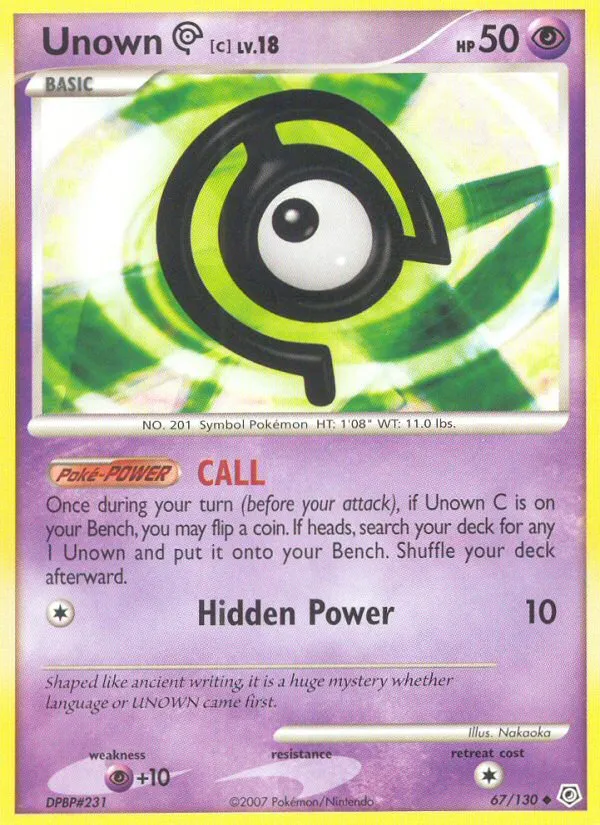 2007 Diamond & Pearl Unown [C] #067/130 Uncommon card image