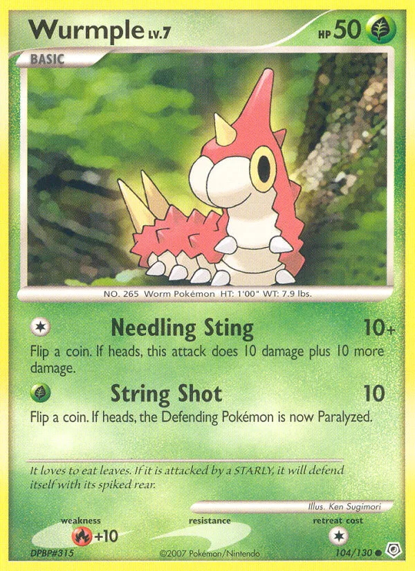 2007 Diamond & Pearl Wurmple Common #104/130 Common card image
