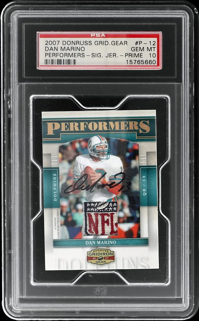 2007 Donruss Dan Marino Gridiron Gear Performers - Signed Jersey - Prime #P-12 card image