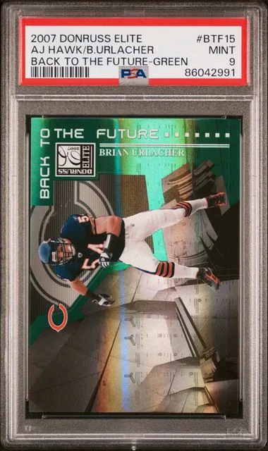 2007 Donruss Elite AJ Hawk/Brian Urlacher Back To The Future Green #BTF15 card image