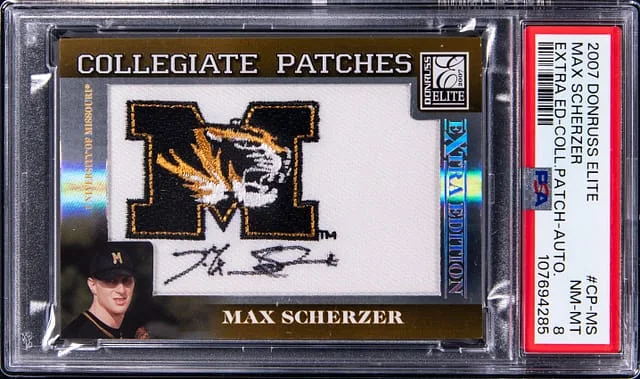 2007 Donruss Elite Extra Edition Max Scherzer Collegiate Patch Autograph #CP-MS card image